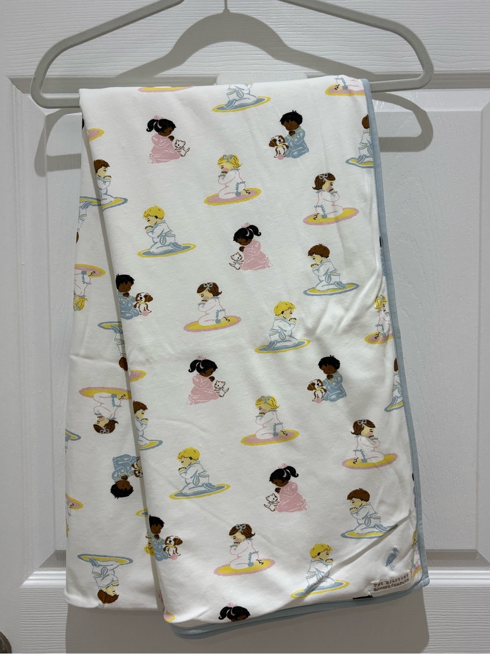 TBBC "Patience & Prayers" Silent Night Throw with blue trim